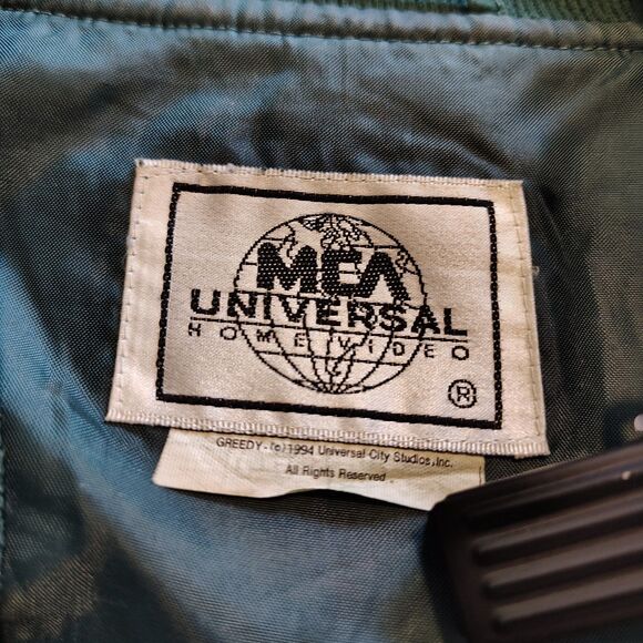Vintage 1994 GREEDY Movie Promo MCA Universal Bomber Jacket XL Green Silk 90s - Picture 3 of 9